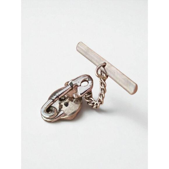 Vintage Safety Pin Tie Tack Pin w/Chain - Picture 1 of 2